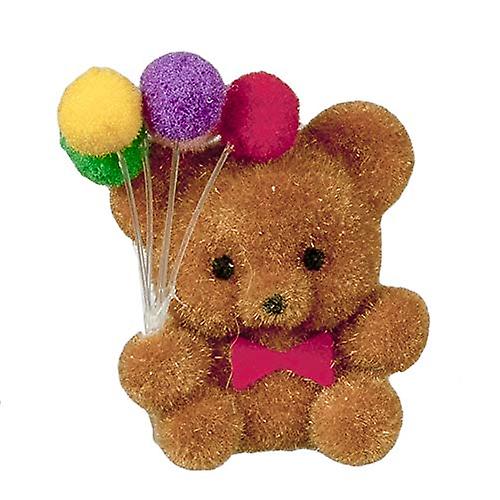 Dolls House Flock Teddy Bear With Balloons Miniature Toy Shop Nursery Accessory