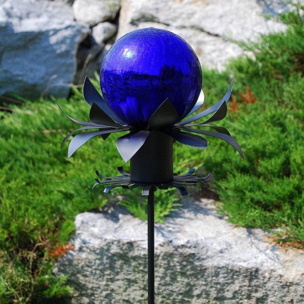 Iron Petals Gazing Globe Ball Stand Black Powder Coat Finish Achla Designs