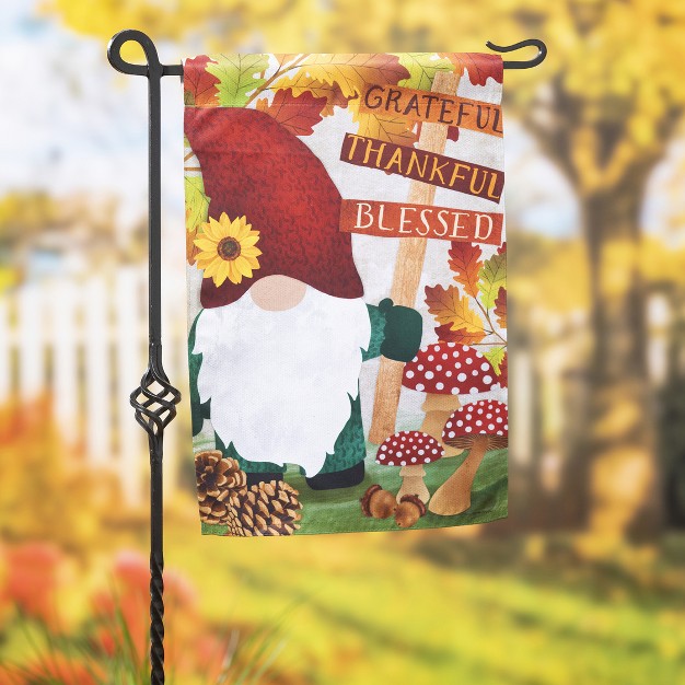 Grateful Fall Gnome Garden Suede Flag