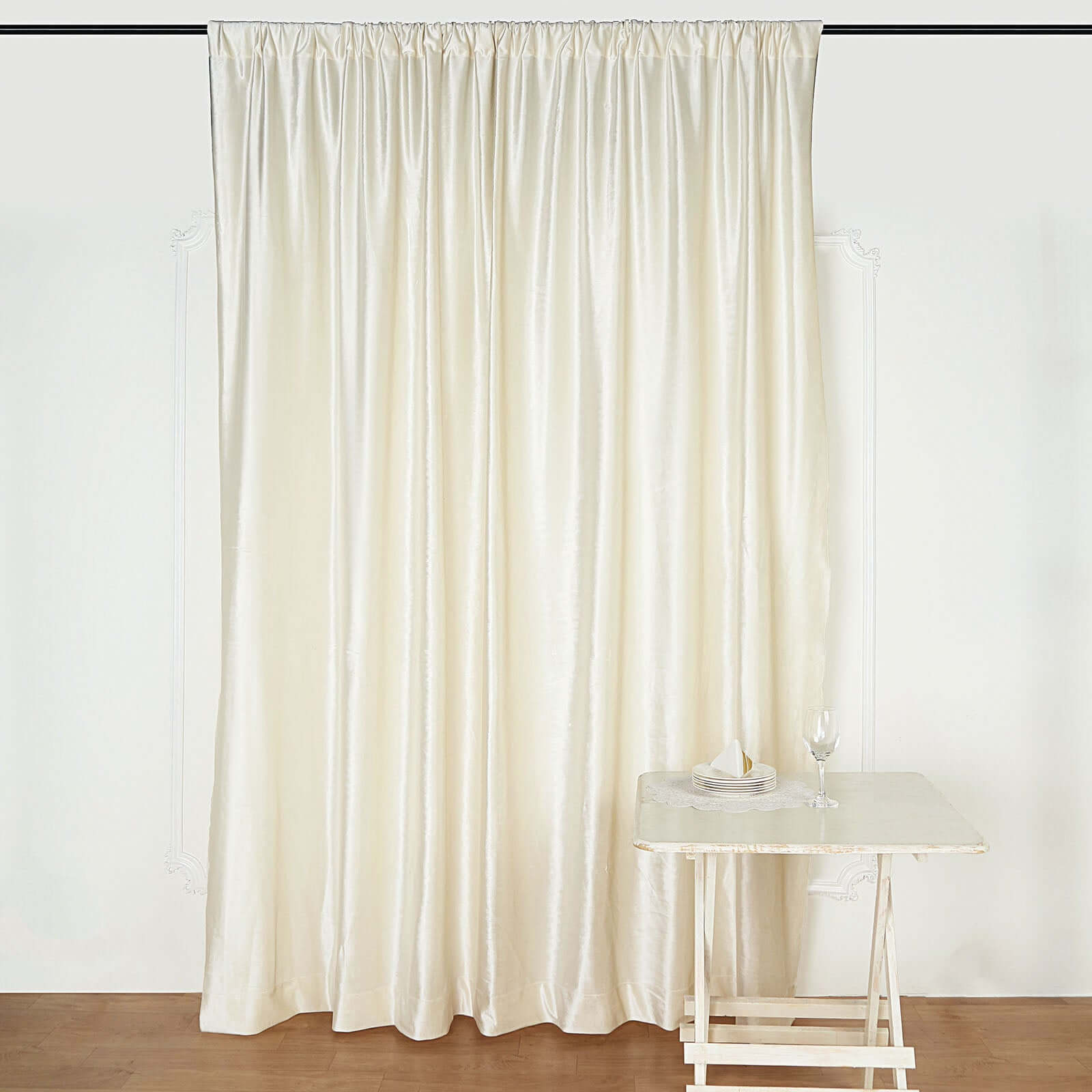 Ivory Premium Smooth Velvet Backdrop Drape Curtain, Privacy Photo Booth Event Divider Panel with Rod Pocket - 8ftx8ft