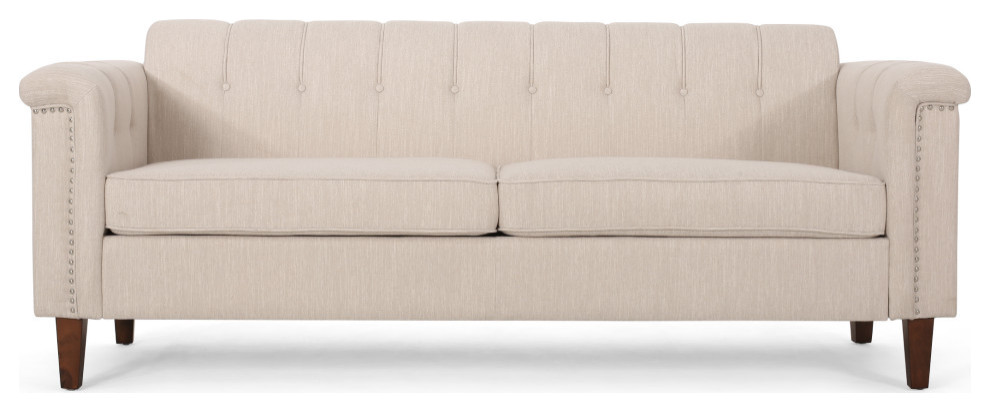 Alessandro Channel Stitch Fabric 3 Seater Sofa   Transitional   Sofas   by GDFStudio  Houzz