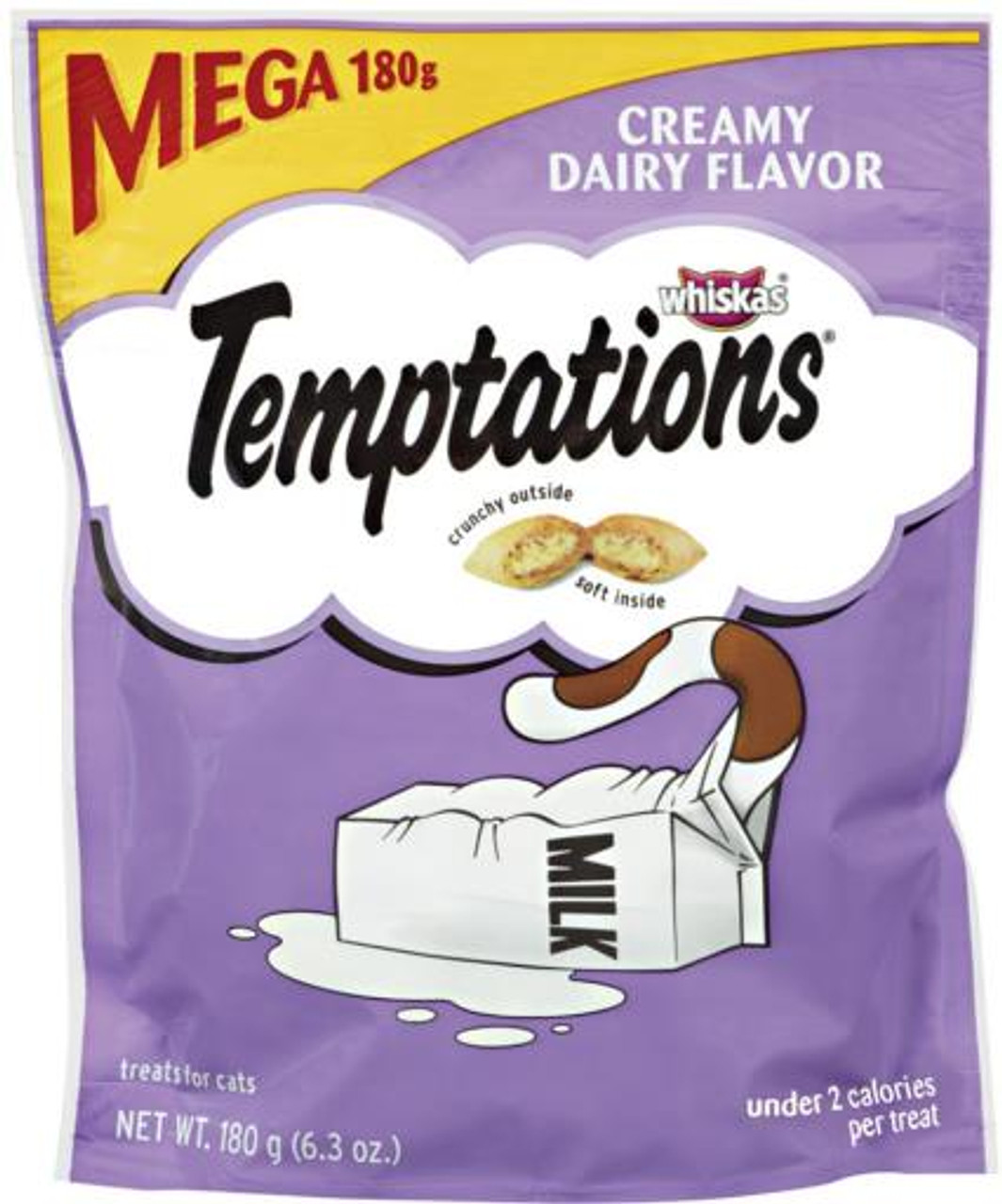 Temptations Creamy Dairy Flavor Crunchy and Soft Cat Treats， Mega 6.3 Oz.