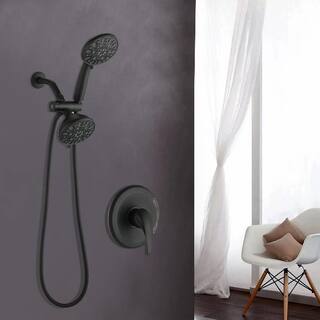 Single Handle 6-Spray Round Shower Faucet in Matte Black Koo-LQW1-6392