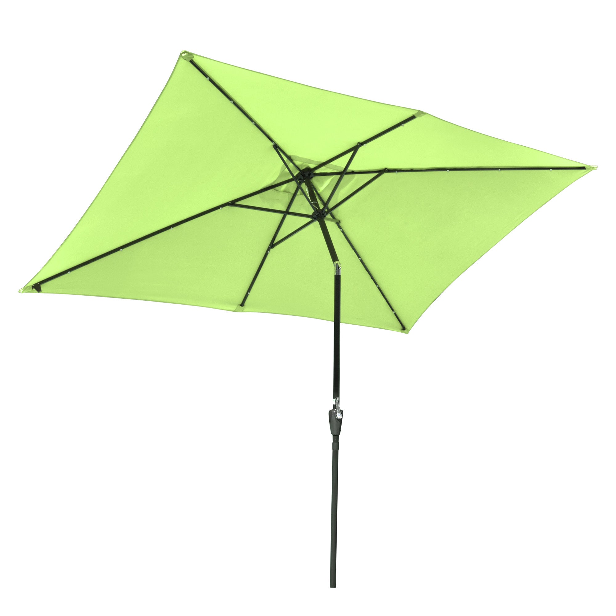 LAGarden 10x6.5ft Outdoor Rectangle Solar Powered LED Patio Umbrella with Crank Tilt for Garden Table Market(Pack of 2)