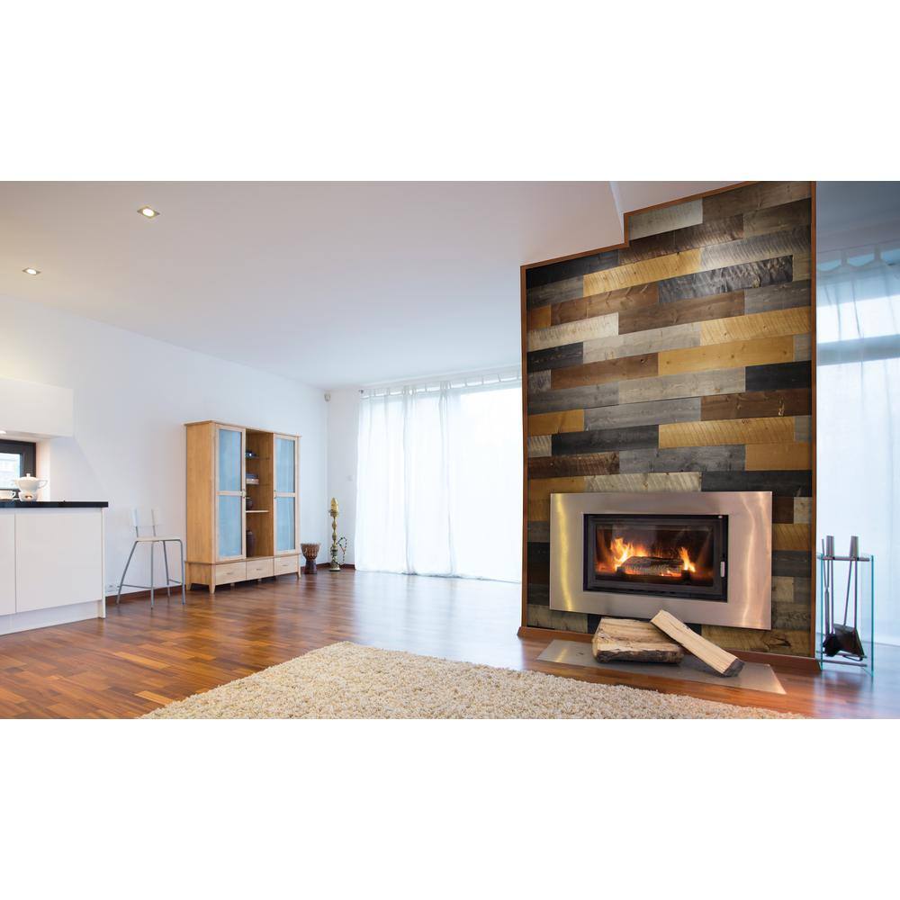 CDA Wood 18 square feet of Pine 38 in x 5 12 in x48 in Accent Wall 5 Color Mixed Boards AWALL185CM