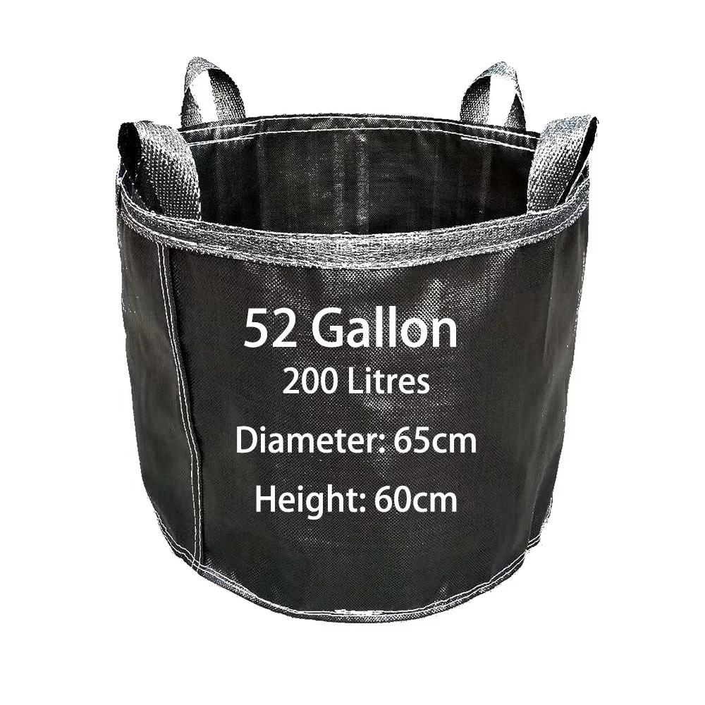 HOKBG Customized 200 Litre 52 gallon Anti UV PP woven Fabric planters tree grow bag indoor outdoor garden decoration nursery pot