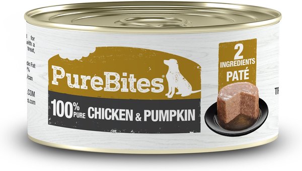 PureBites 100% Pure Chicken and Pumpkin Paté Dog Food Toppings， 2.5-oz can， 12 count