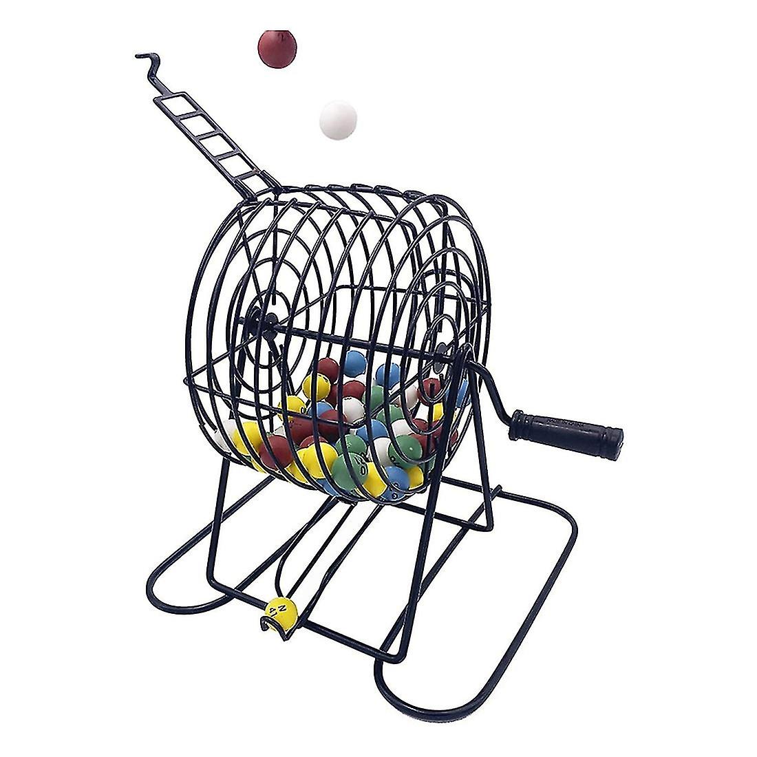 Deluxe Bingo Game Set With 6 Inch Bingo Cage， Bingo Board，75 Colored ， 50 Bingo Cards