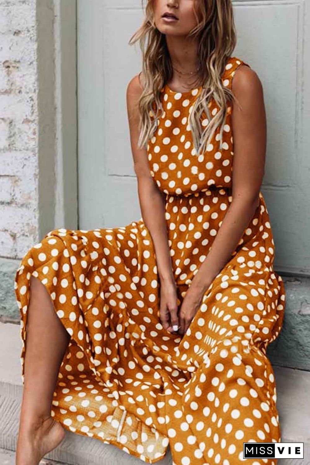 Polka Dot Round Neck Dress (5 Colors)