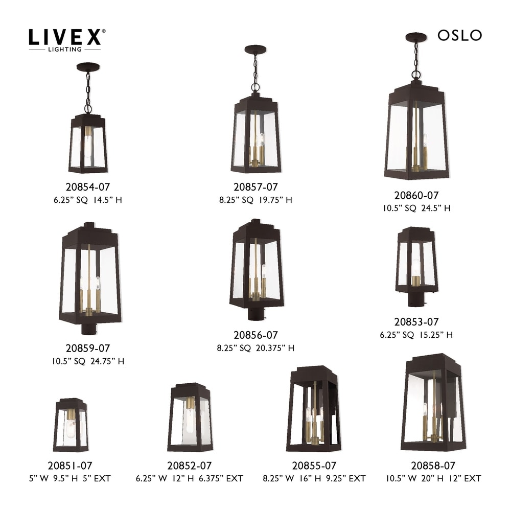 Livex Lighting Oslo 3 Light Outdoor Post Top Lantern   8.25\