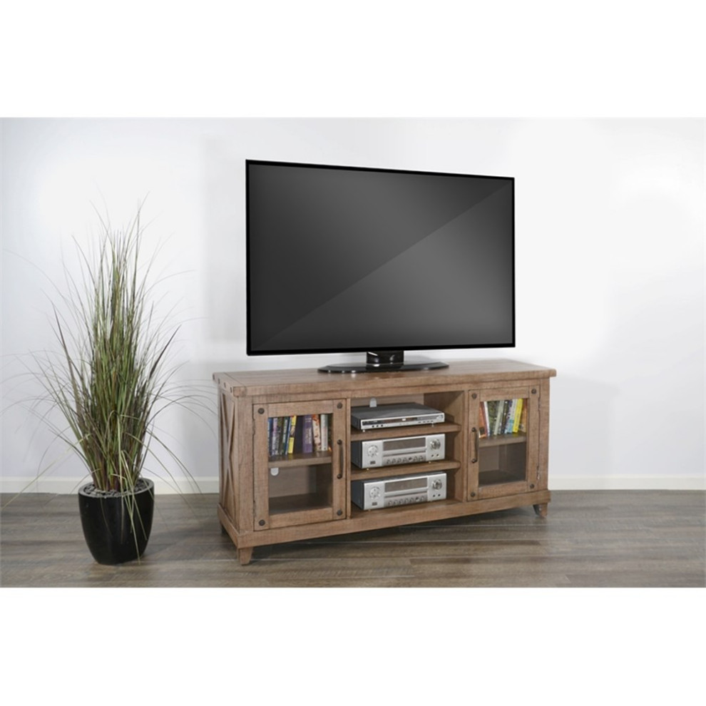 Sunny Designs Vivian 64 quotTraditional Mahogany Media Console in Raisin/Brown   Rustic   Entertainment Centers And Tv Stands   by Homesquare  Houzz