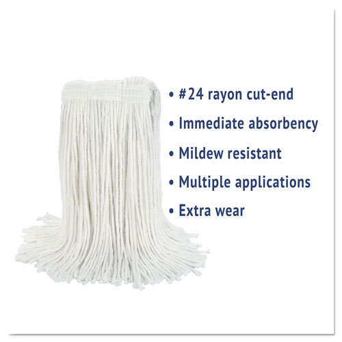 Boardwalk Cut-End Wet Mop Head | Rayon， No. 24， White， 12