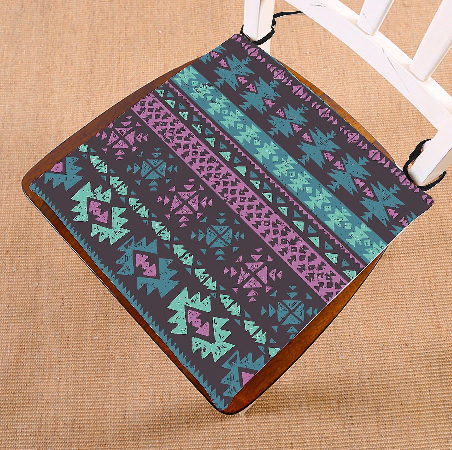 Geometric Chair Pad， Tribal Ethnic Aztec Seat Cushion Chair Cushion Floor Cushion 45x45 Cm