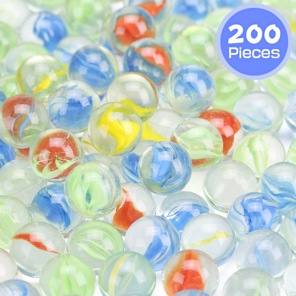 PinkSheep 200Pcs Bulk Assorted Colors Cat Eyes Glass Marbles for Aquarium Decor Games Party Vase