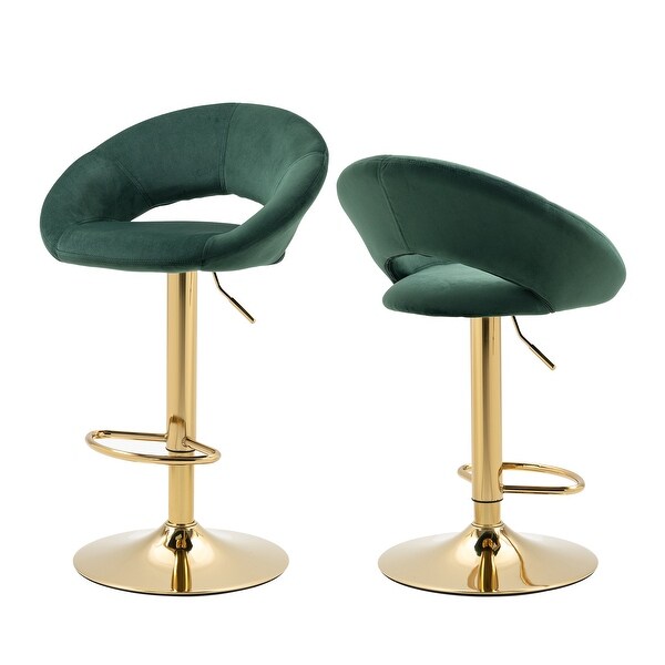 Set of 2 Elegant Velvet Adjustable Modern Dining Chairs， Swivel Bar Stools