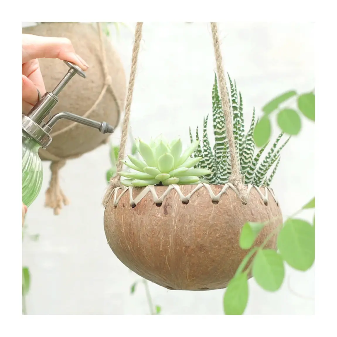 Garden supplies flower pots for mini potted flowers home decor hanging coconut shell natural pot