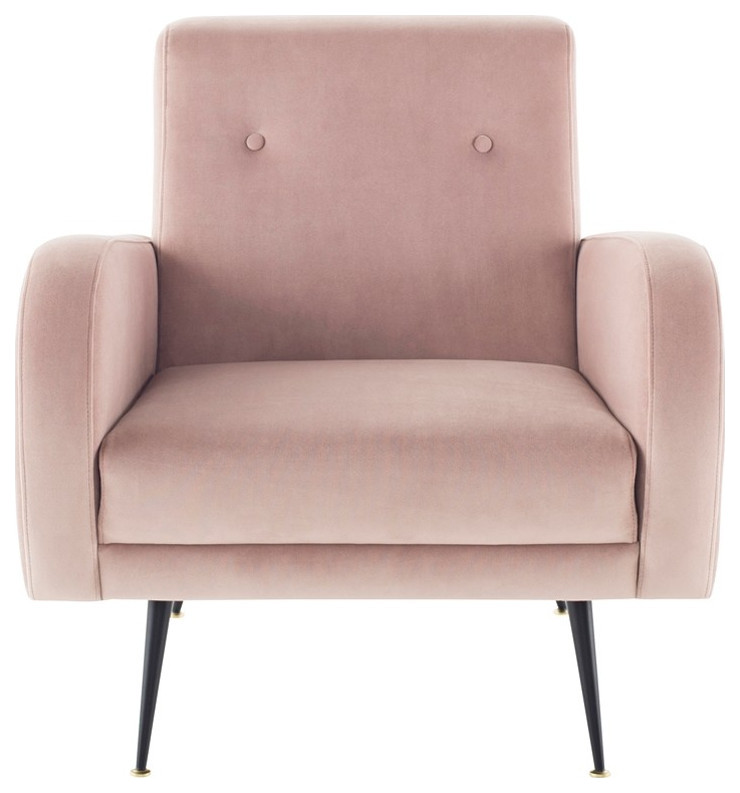 Eunice Occasional Chair Blush Velour   Midcentury   Armchairs And Accent Chairs   by Peachtree Fine Furniture  Houzz