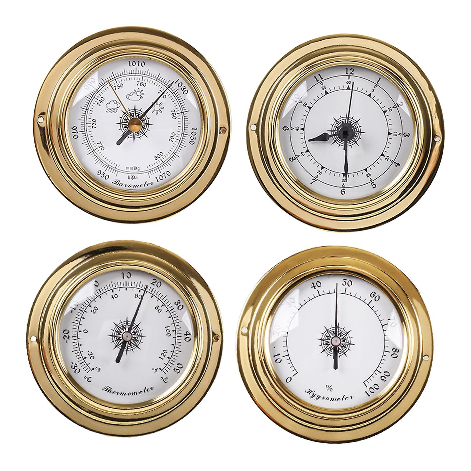 4pcs Barometers Clock Meter Thermometer Hygrometer Kit For Barn Yachting