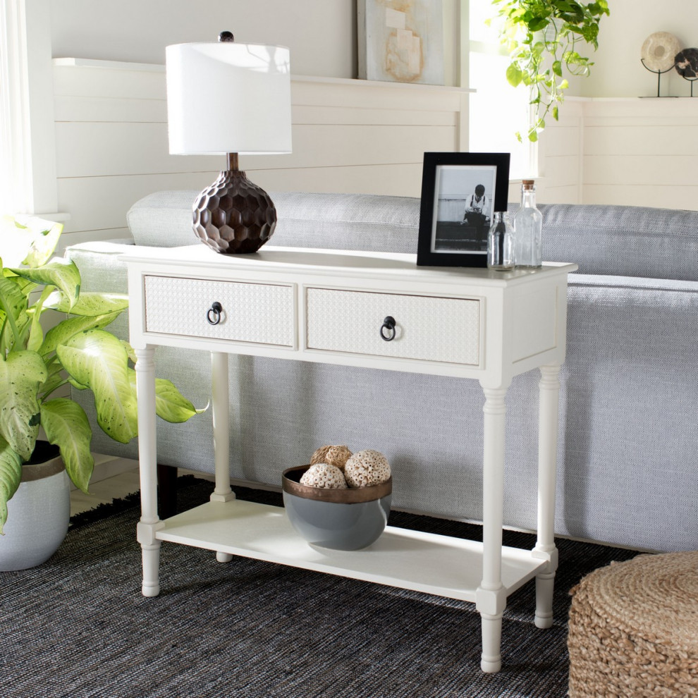 Carlie 2 Drawer Console Table White   French Country   Console Tables   by AED Luxury Home Decor  Houzz