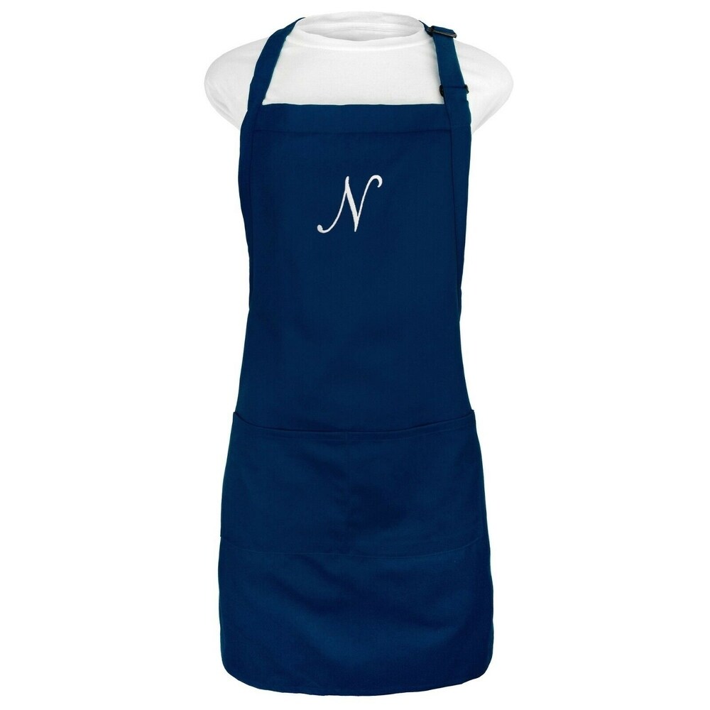 Kaufman Monogram FREE letter NAVY apron with two pockets