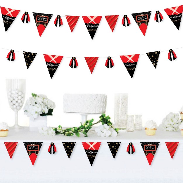 Big Dot Of Happiness Red Carpet Hollywood Diy Movie Night Party Pennant Garland Decoration Triangle Banner 30 Pieces