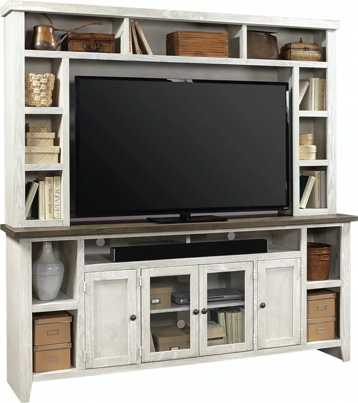 Eastport Rustic White Wash Entertainment Center