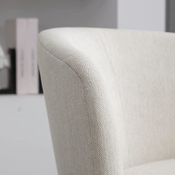 360-Degree Swivel Chair Armchair， Round Accent Barrel Chair in Wool Linen Fabric， Modern Leisure Arm Chair