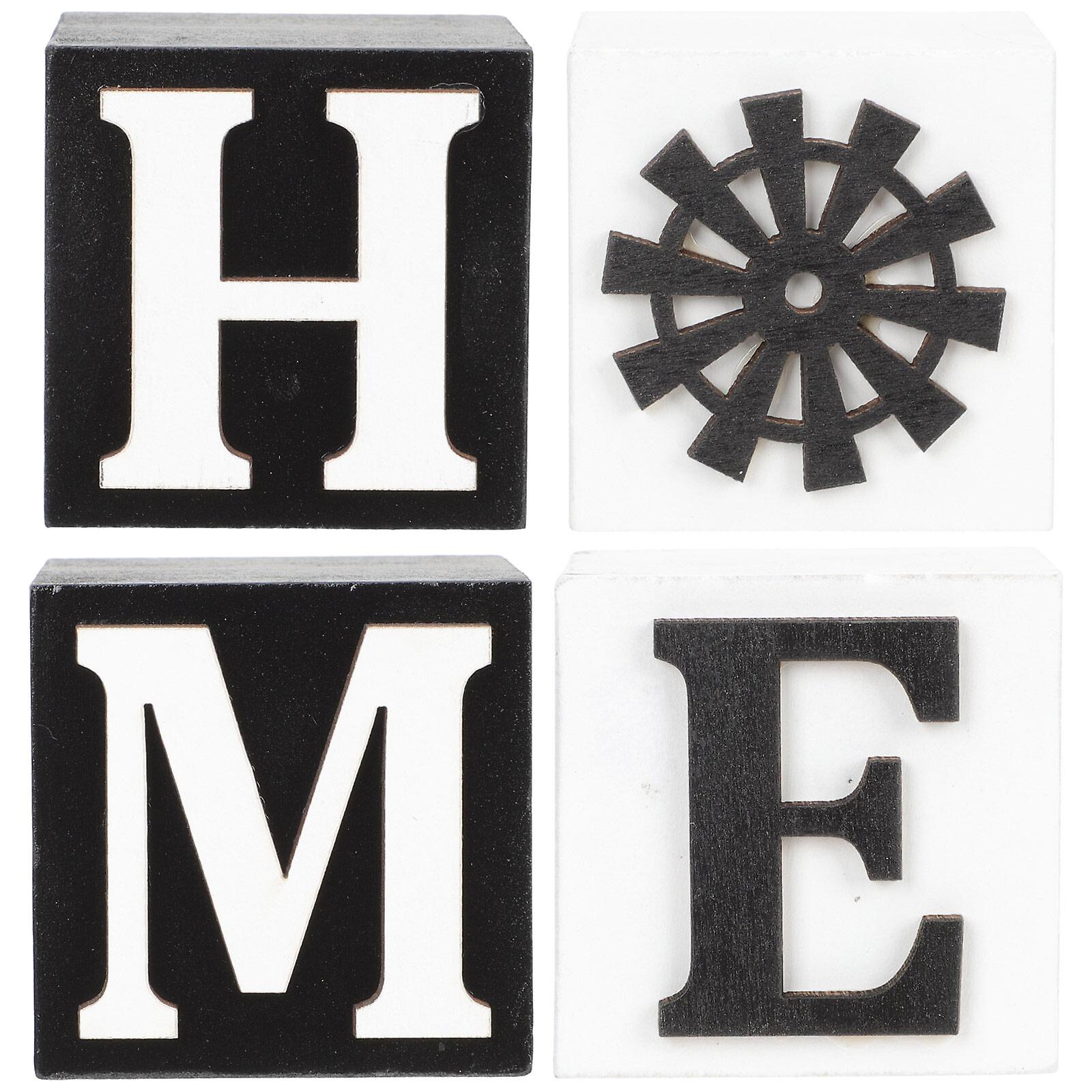 4pcs Rustic Style Ornament Home Ornament Decorative Decoration Bookshelf Decoration Block Decor