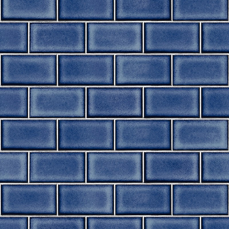 Berkeley Brick Tile Wallpaper in Dark Blue by BD Wall