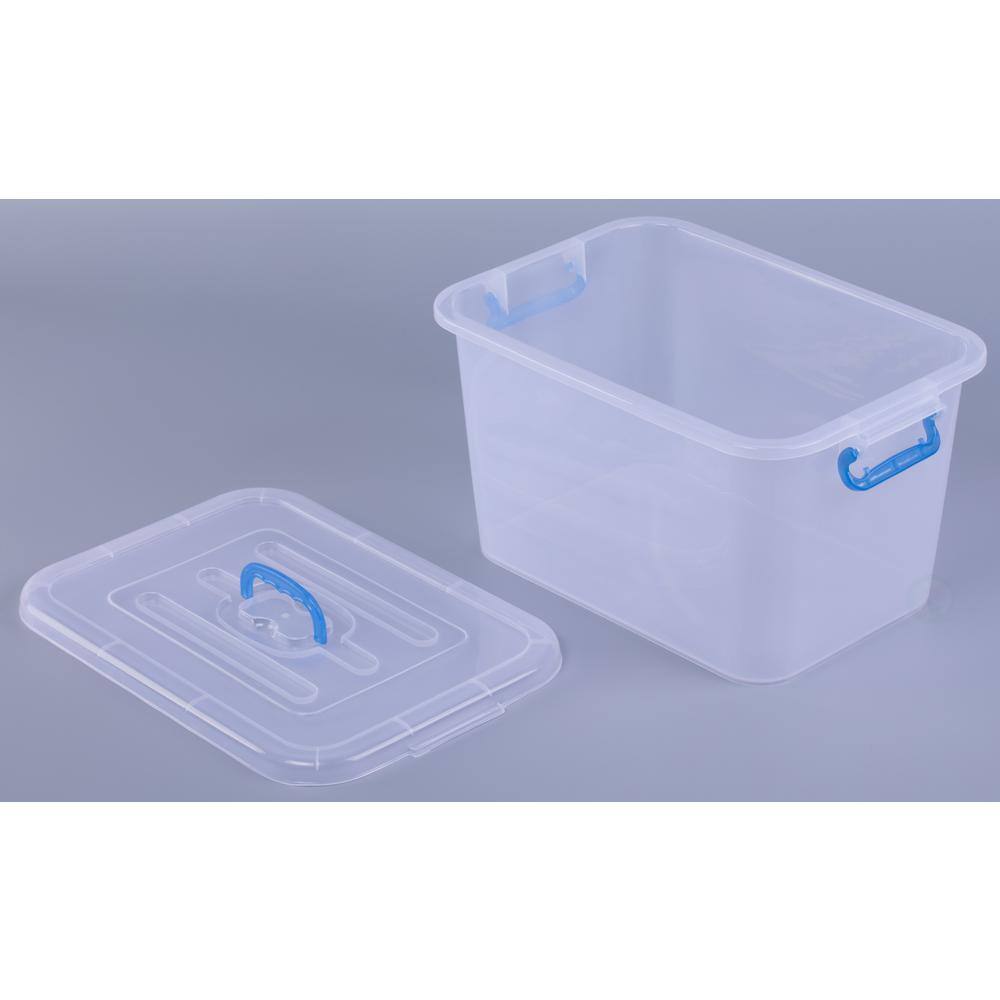 Basicwise 5.36 Gal. Large Clear Storage Container With Lid and Handles Set of 3 QI003488.3