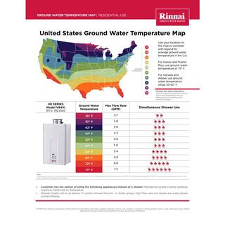 Rinnai High Efficiency 9.8 GPM Residential 192000 BTU Natural Gas Interior Tankless Water Heater V94XiN