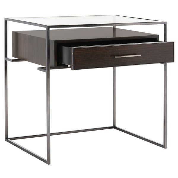 SAFAVIEH Couture High Line Collection Modern Caelan Glass Brown Accent Table - 23.5