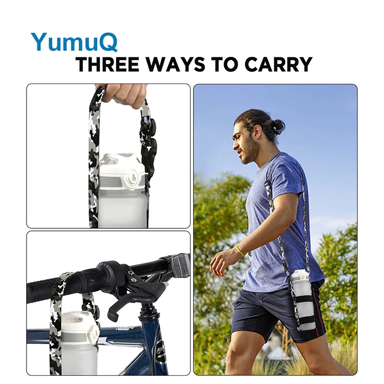 YumuQ 12   64 oz Polyester Gym Universal Water Bottle Sleeve Holder With Carabiner For Walking Hiking Camping