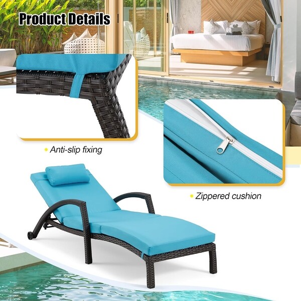 EROMMY Outdoor Patio Lounge Chair，Adjustable Recliner Outdoor Lounge Chairs，Multiple Colors Available