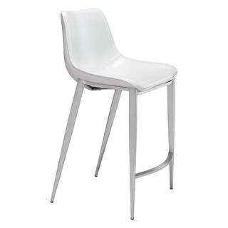 ZUO Magnus Counter Chair (Set of 2) White  Silver 101408