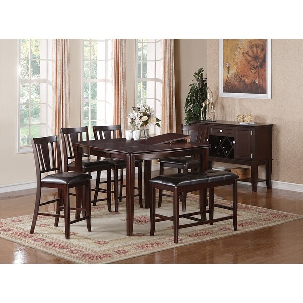 Wooden Dining Table with Butterfly Leaf in Dark Brown