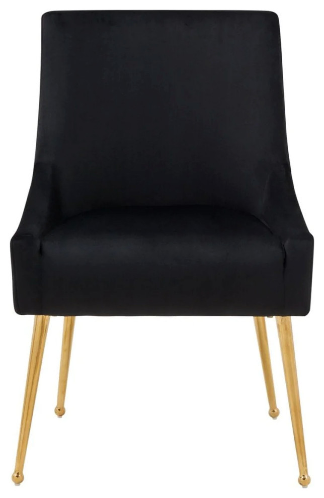 Buffy Modern Black Velvet and Gold Dining Chair  Set of 2   Contemporary   Dining Chairs   by Virgil Stanis Design  Houzz