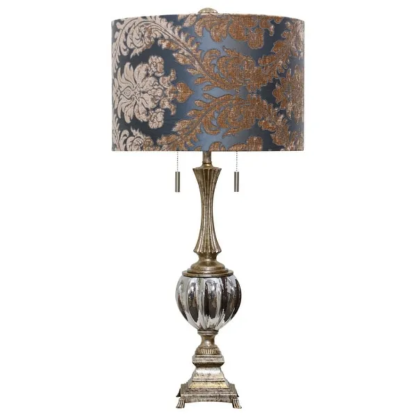 StyleCraft Beverly Smoked and Metallic Glass and Antique Brass Resin Table Lamp