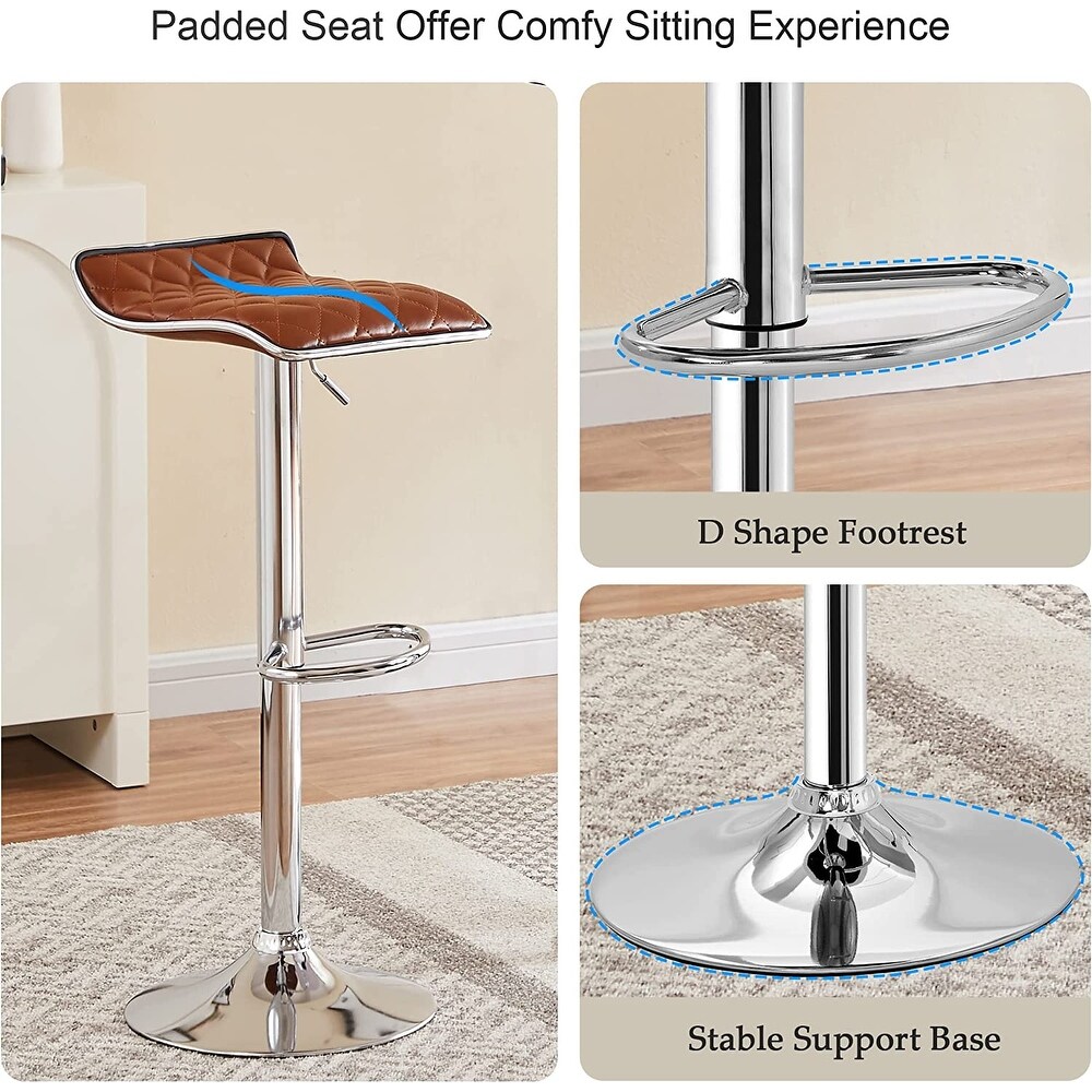 Javlergo Set of 4 Adjustable Swivel Bar Stools Counter Height Bar Chair with Footrest  Dark Gray