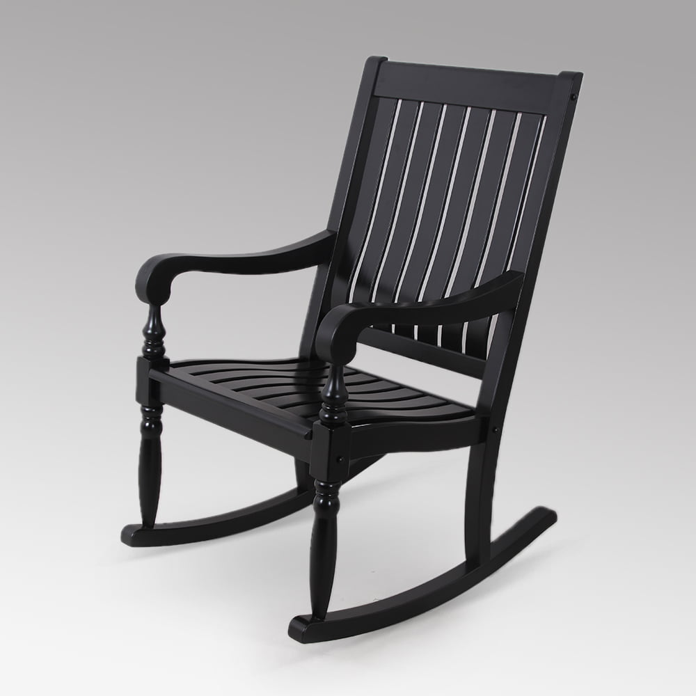 Bonn Solid Wood Oversized Outdoor Rocking Chair, Black