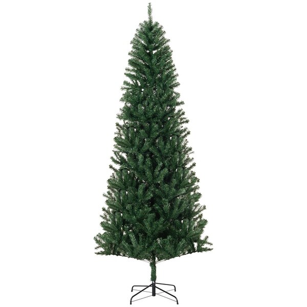 HOMCOM 8' Tall Unlit Slim Fir Artificial Christmas Tree with Realistic Branches，and 1168 Tips，Green