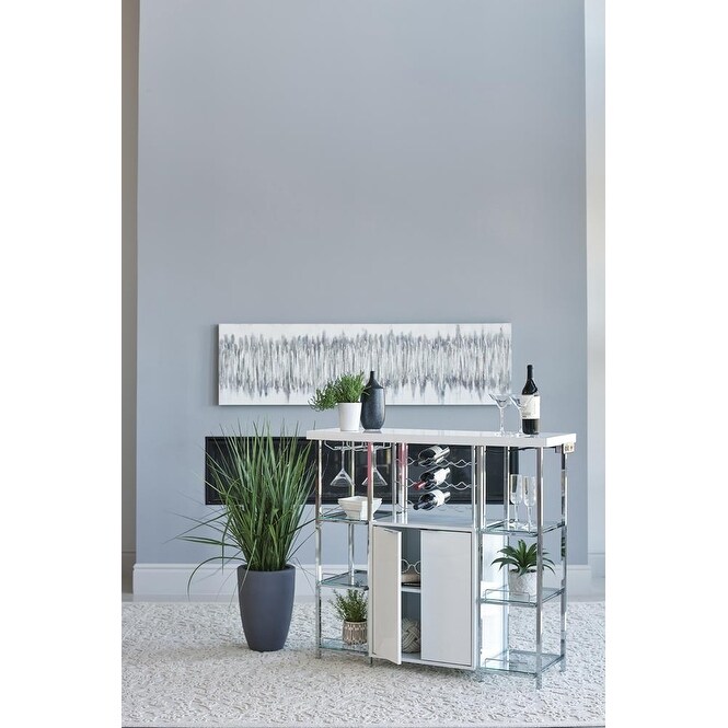 Coaster Furniture Gallimore White and Chrome 2 door Bar Cabinet