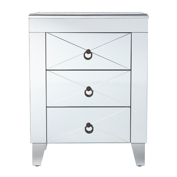 SEI Furniture Churchill Mid Century Modern Mirrored Side Table with Storage