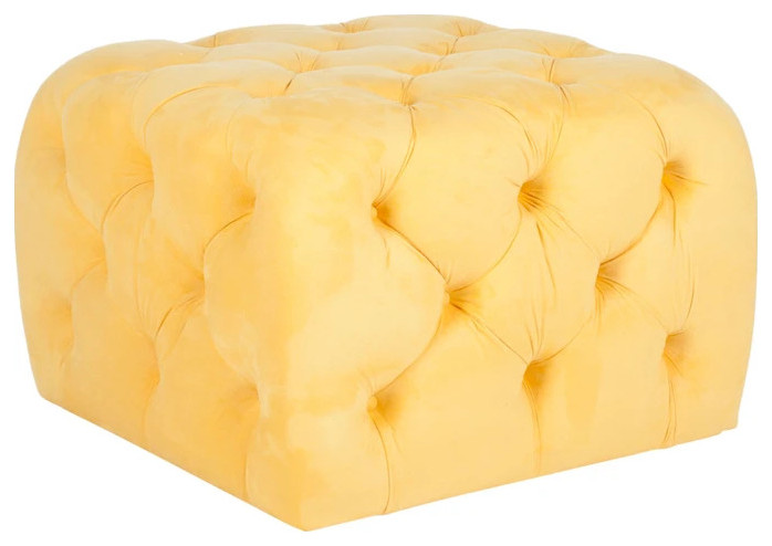 Kendrick Tufted Ottoman Sunflower Yellow   Contemporary   Footstools And Ottomans   by AED Luxury Home Decor  Houzz