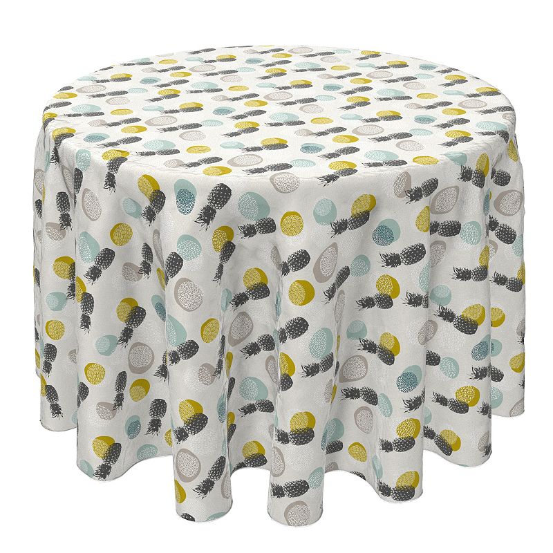 Round Tablecloth， 100% Cotton， 60 Round， Pineapple Background