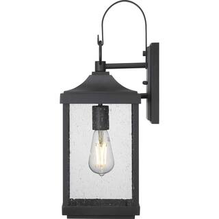 Progress Lighting Park Court 19 in. 1-Light Textured Black Traditional Outdoor Wall Lantern with Clear Seeded Glass P560154-031