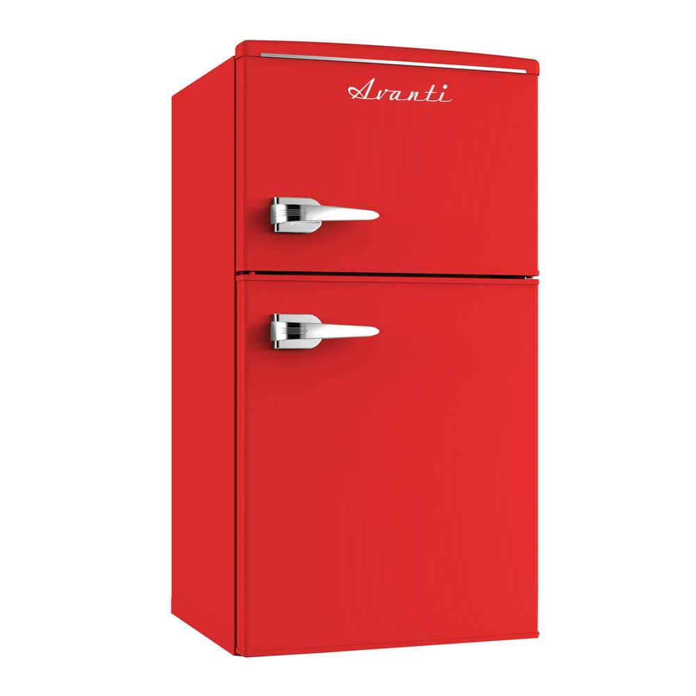 Avanti 30 cu ft Retro 2 Door Mini Fridge in Red with Freezer