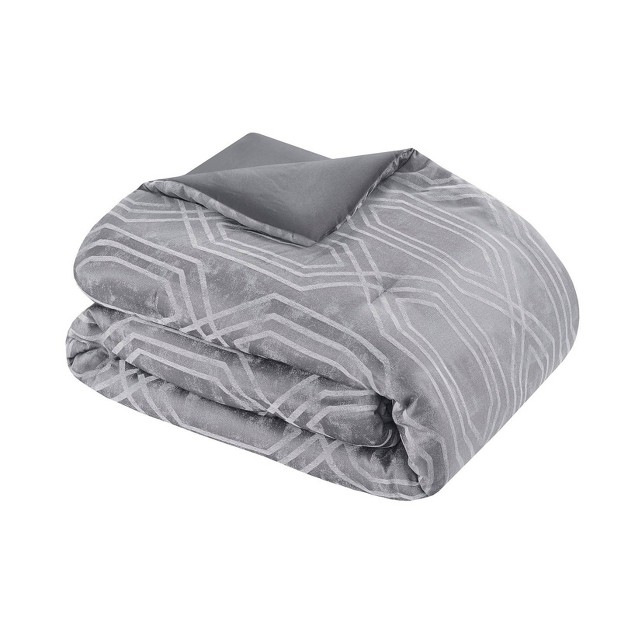 Aya Jacquard Geo Comforter amp Sheets Bedding Set Gray