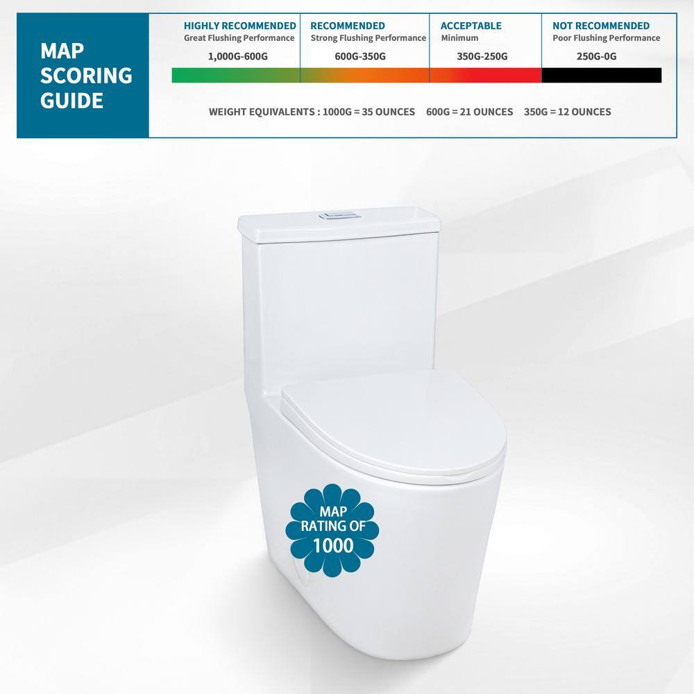 Casta Diva Rough in 12 in. 1-Piece Toilet 0.9 GPF1.28GPF Dual Flush Elongated Skirted Toilet in White Seat Included CD-T001