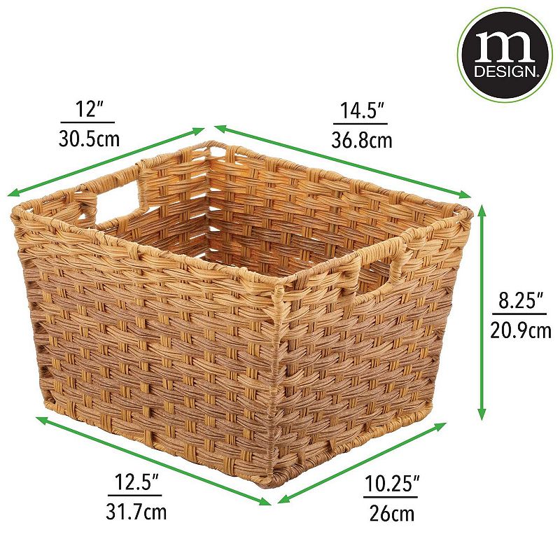 mDesign Wide Rectangular Woven Home Storage Basket Bin， 2 Pack